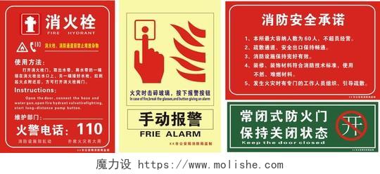 119安全意识消防安全标识牌模板